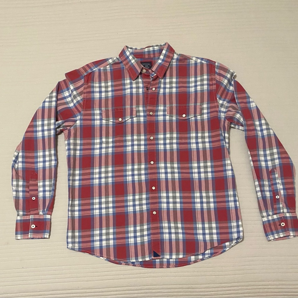 UNTUCKit Red and Blue Plaid Men's Pearl Snap Shirt